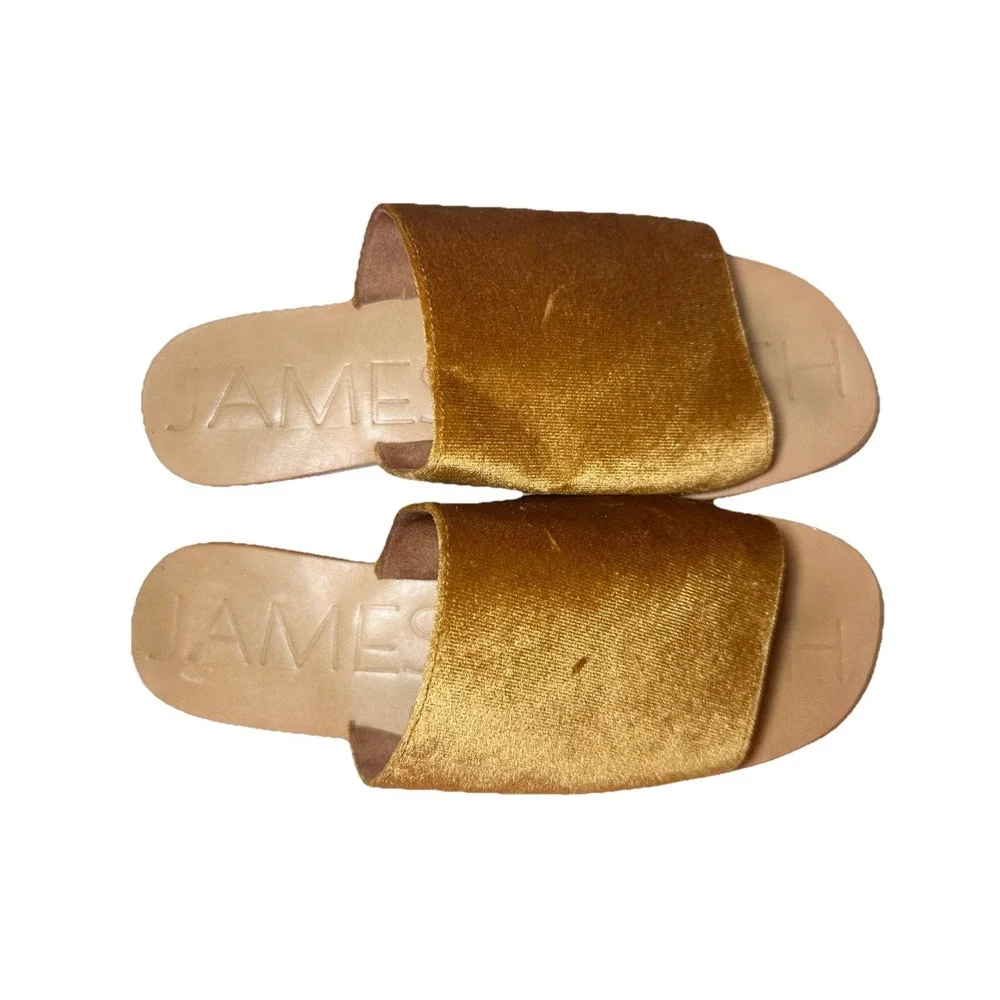 James Smith Off Duty‎ Marigold Velvet Velour Slides Sandals Women's US 6 EU 36
